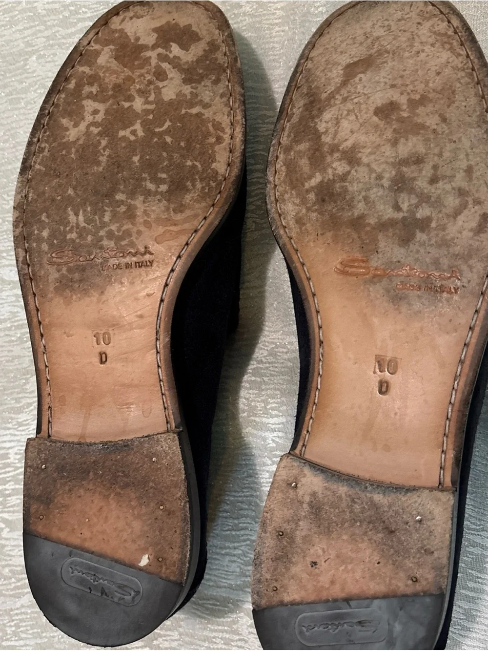 Santoni Men's Dark Navy Suede Penny Loafers Sz 10D
